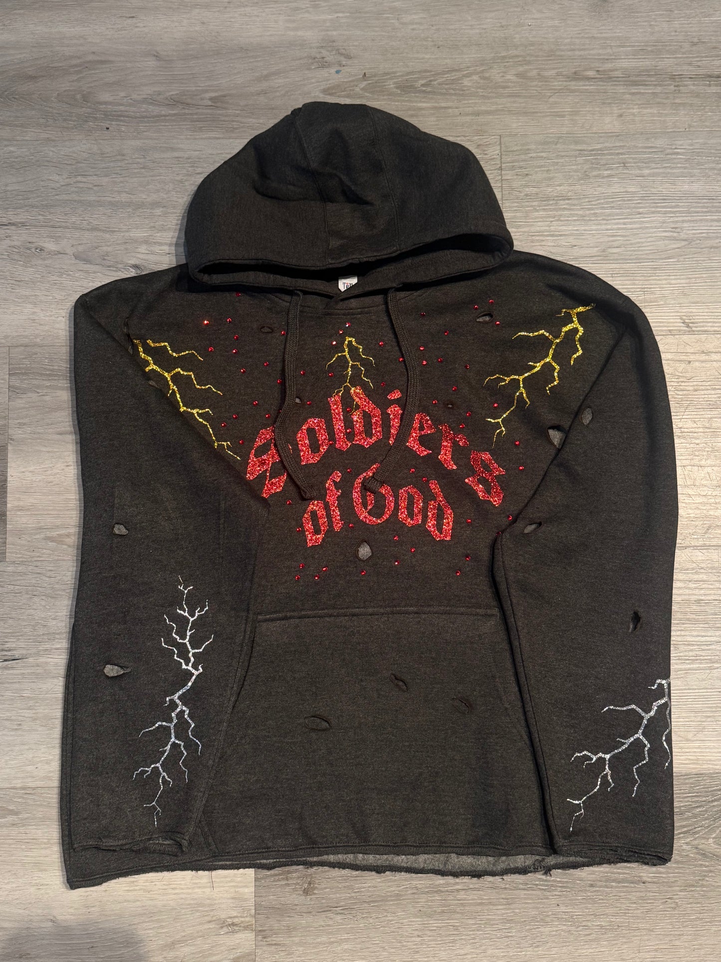 "Warrior Spark: Soldiers of God Rhinestone Lightning Hoodie"